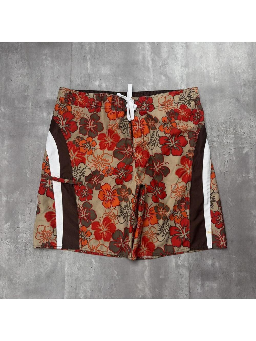 Y2K Brown Joe Boxer Surf Grunge Floral Baggy Board Shorts
